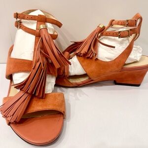 Jimmy Choo coral tassel wedge